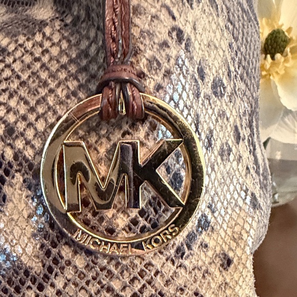 Michael Kors Tan Snake Print Hobo Bag - Picture 2 of 7